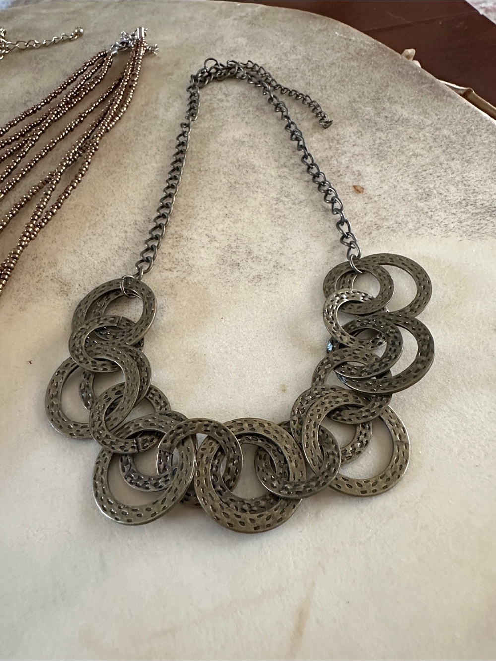 Set of 3 Statement Necklaces - Gold, Bronze & Silver Tones - Picture 4 of 4